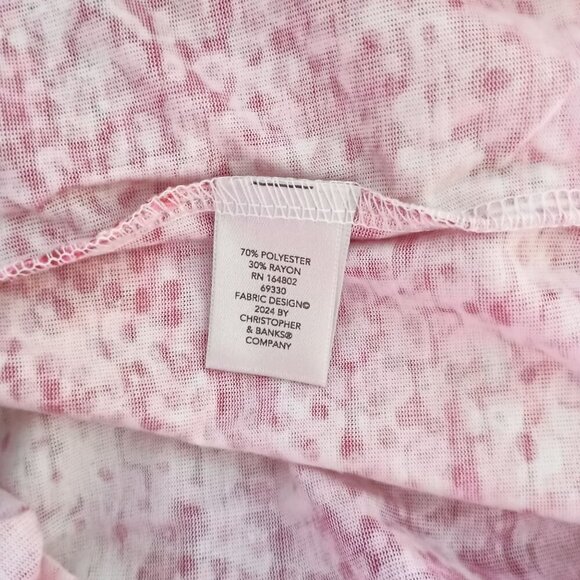 Christopher & Banks Y-Neck Burnout Top 2X Fandango Pink Plus NWT - Picture 6 of 6